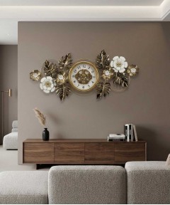 Pepper Flower Wall Clock Gold And White